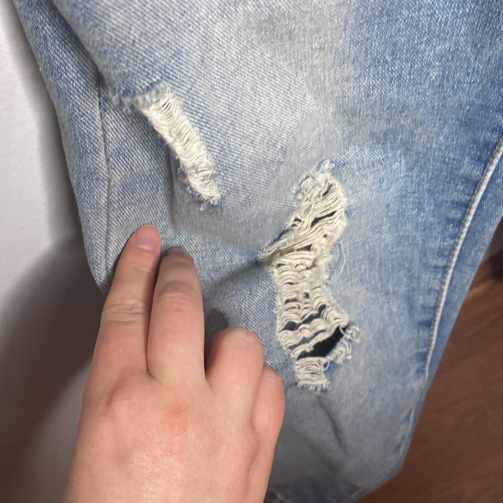 Light wash denim distressed overalls unbranded size L - Picture 8 of 11